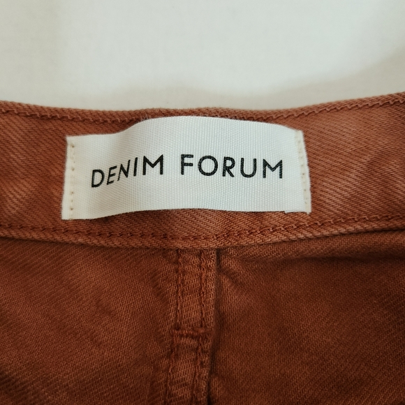 Denim Forum The Ex-Boyfriend Short frayed hem button fly rust brown 24 jean - Picture 7 of 13